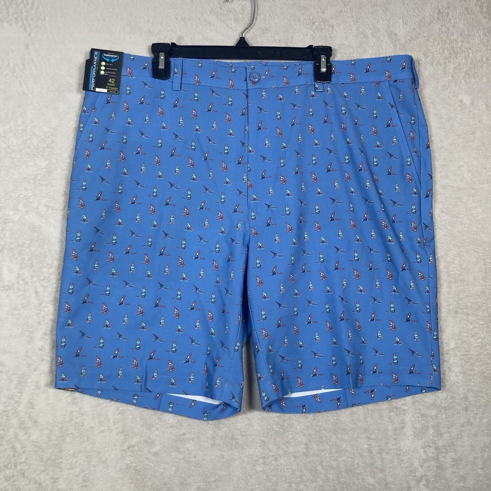 Roundtree &‎ Yorke Performance Men 42 Blue Windsurf Golf Shorts CoreComfort NEW